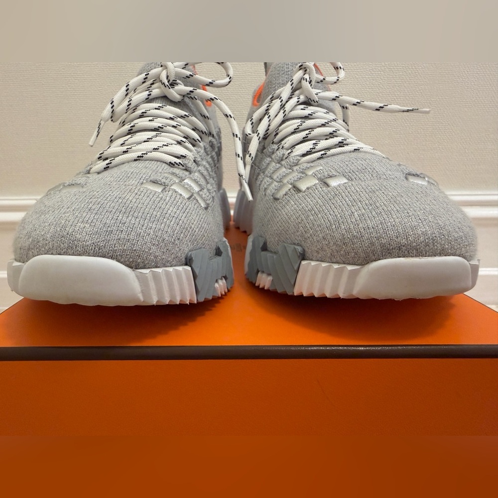 Hermès Slip-On Sneakers – Knit & lamb skin– Made in Italy Size 39,5 ( US 9-9,5) - Picture 6 of 12